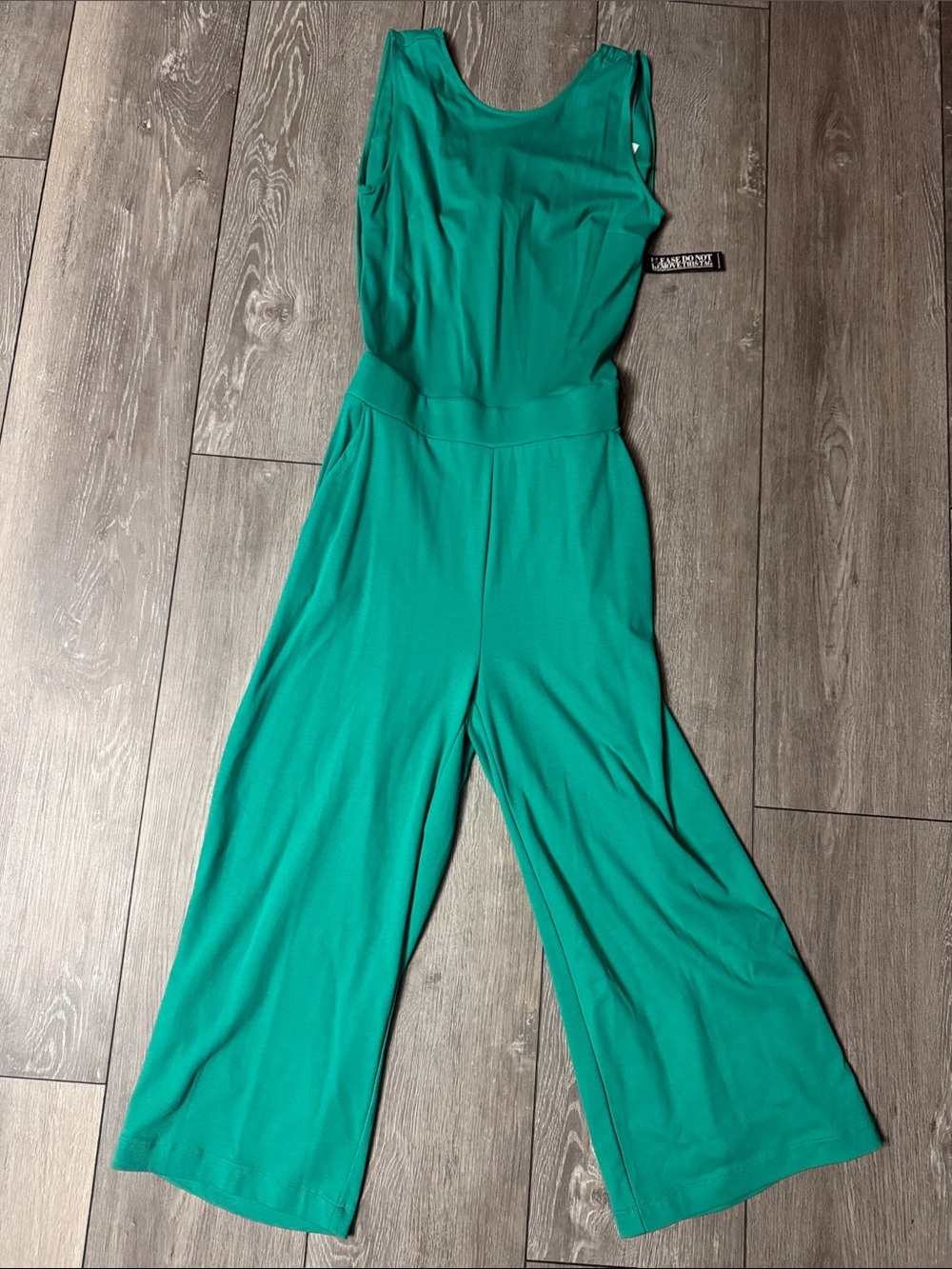 New York & Company Sleeveless Wide-Leg Jumpsuit in Teal Green